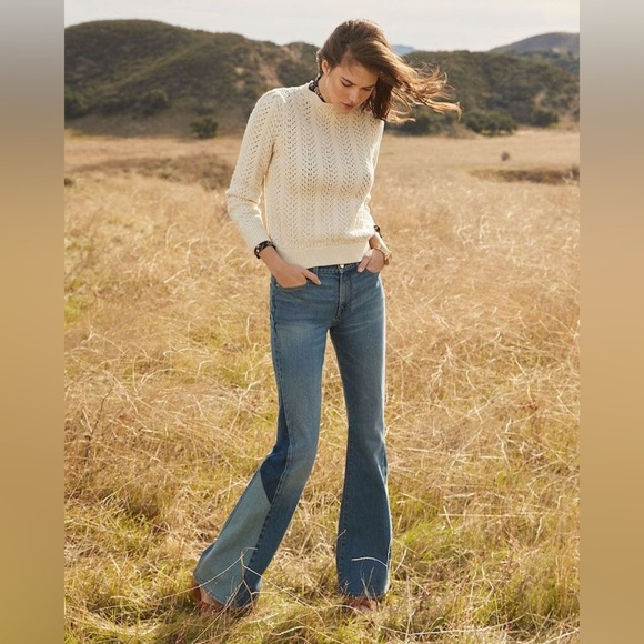 Frame Denim Le High Flare Diagonal Block Cuff Kingsley Wash Jeans Size 26 - Picture 2 of 13